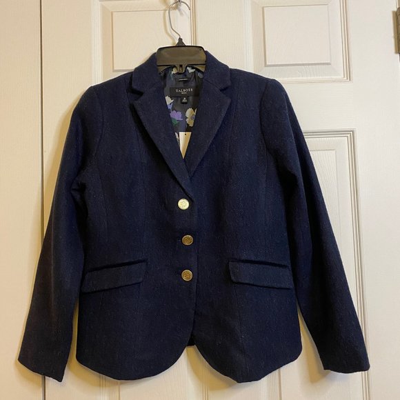 Talbots Navy Shetland Wool-Blend Blazer 2P - Picture 5 of 5